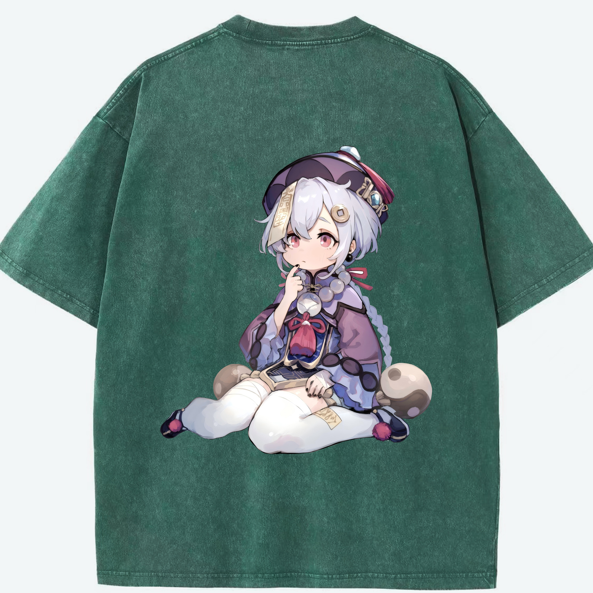 げんし神 七七 なな  genshin Nana 綿100% ヴィンテージ風 半袖Tシャツ（背面プリント）